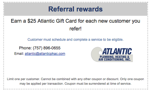 Earn a $25 Atlantic Gift Card for Each New Customer You Refer