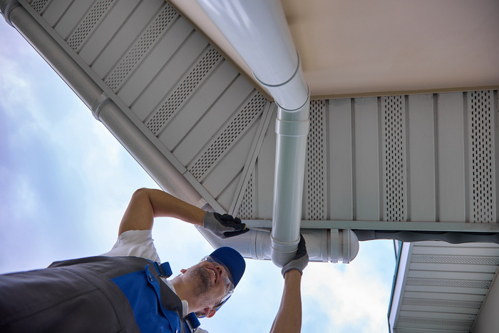 worker installing the duct system