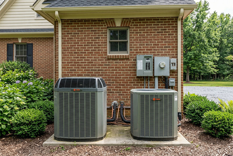 A typical HVAC system for a Hampton, Virginia home.